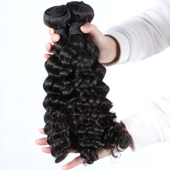 Brazilian human hair deep curly hair weave lace closure with bundles  Hw0104